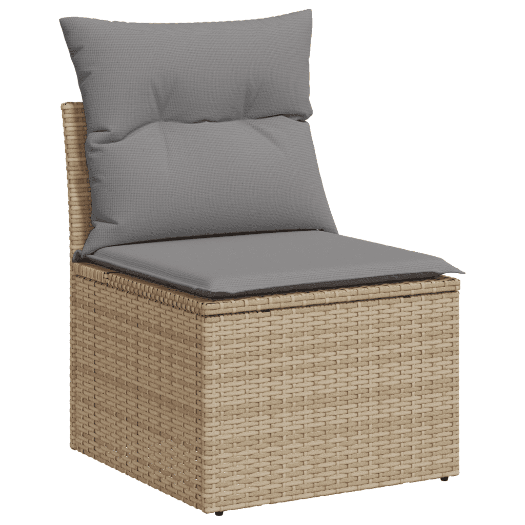 vidaXL Loungegrupp för trädgården m. dynor 11 delar beige konstrotting