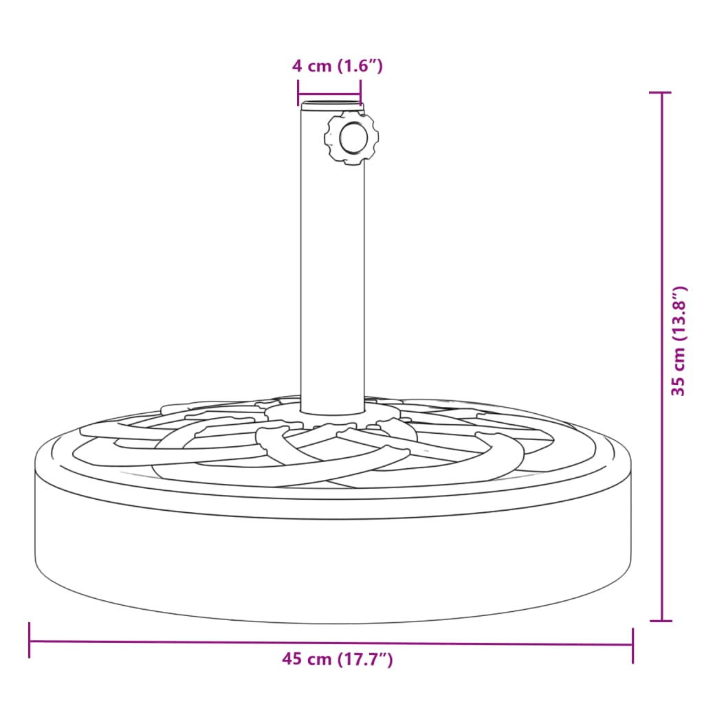 vidaXL Parasollfot för Ø38 / 48 mm stolpar 25 kg rund