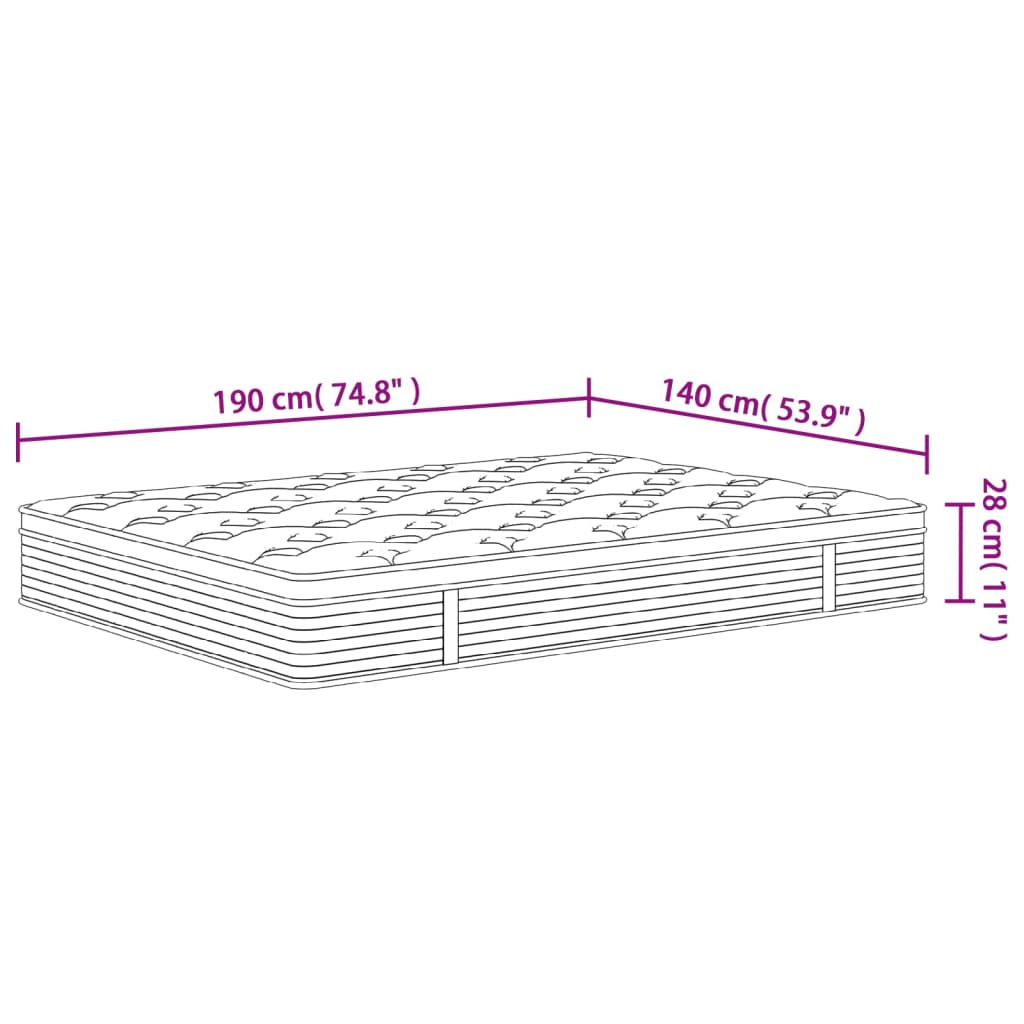 vidaXL Pocketresårmadrass medium 140x190 cm