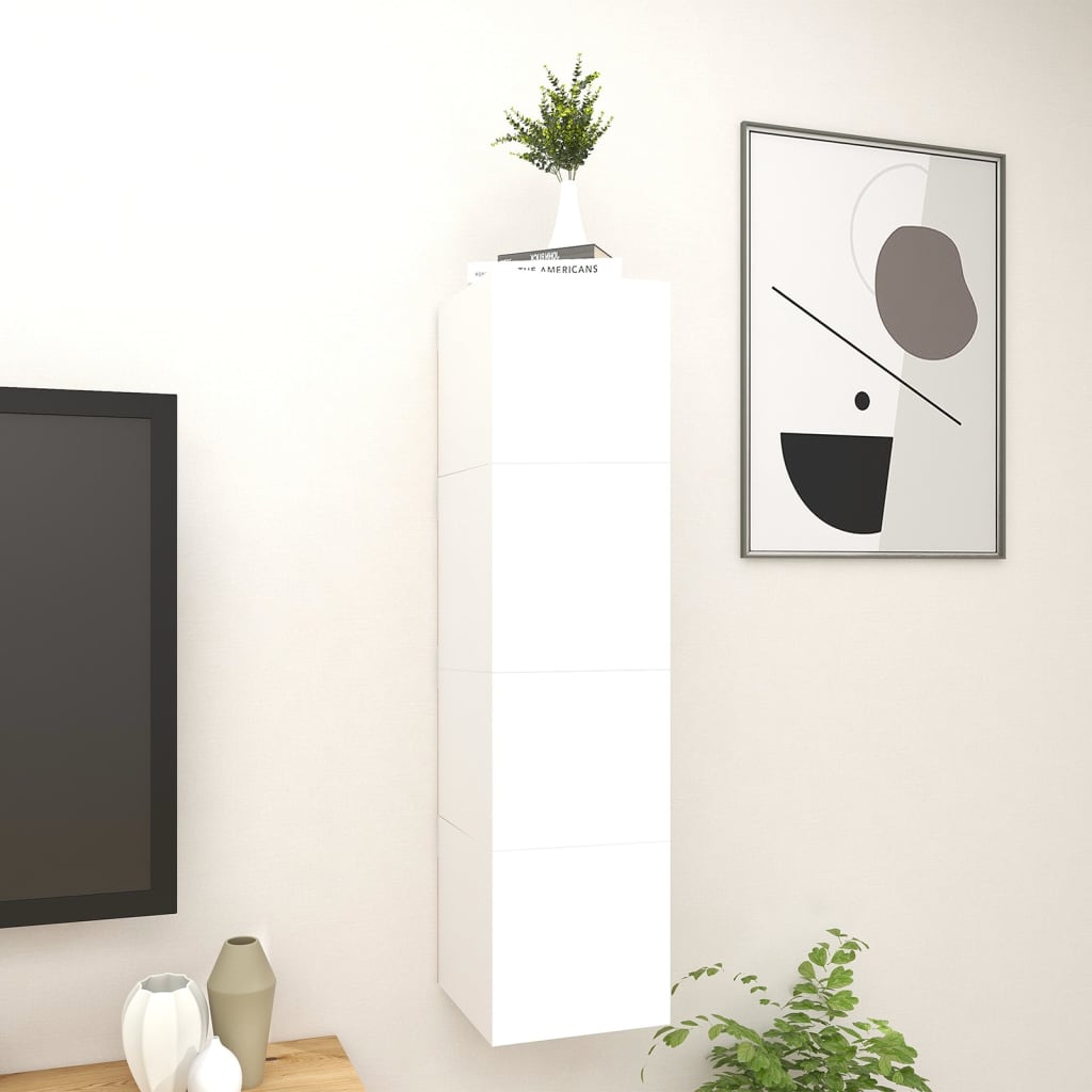 vidaXL Väggmonterade tv-bänkar 4 st vit högglans 30,5x30x30 cm