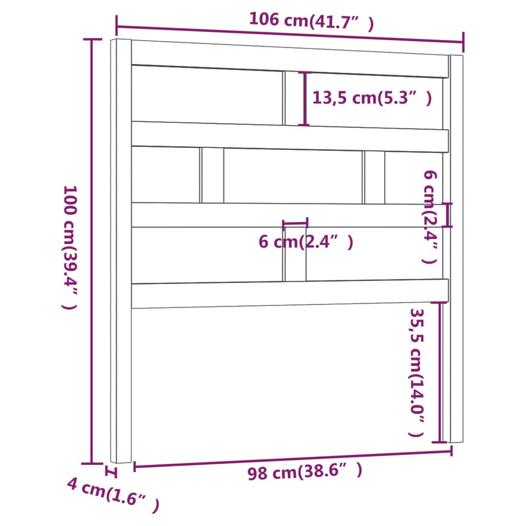 vidaXL Sänggavel grå 106x4x100 cm massiv furu