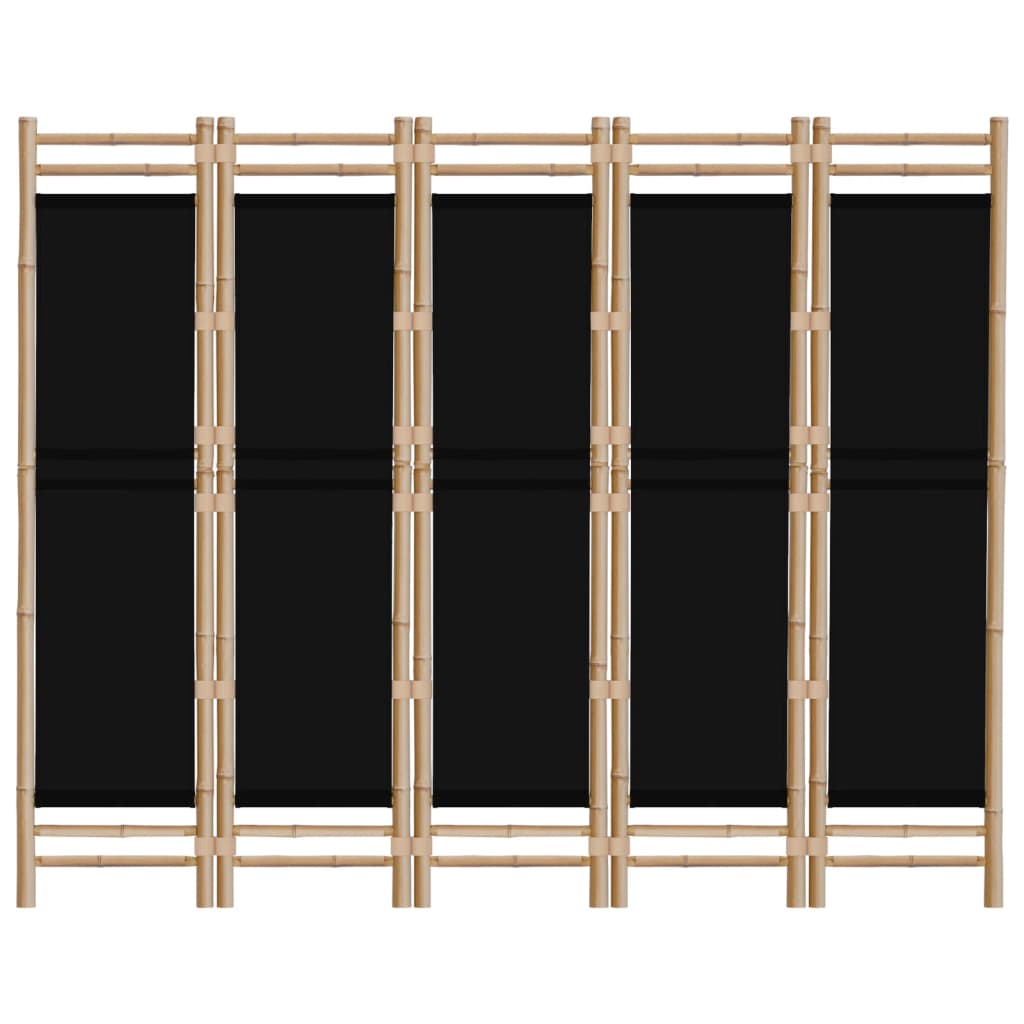 vidaXL Rumsavdelare 5 paneler hopfällbar 200 cm bambu och kanvas