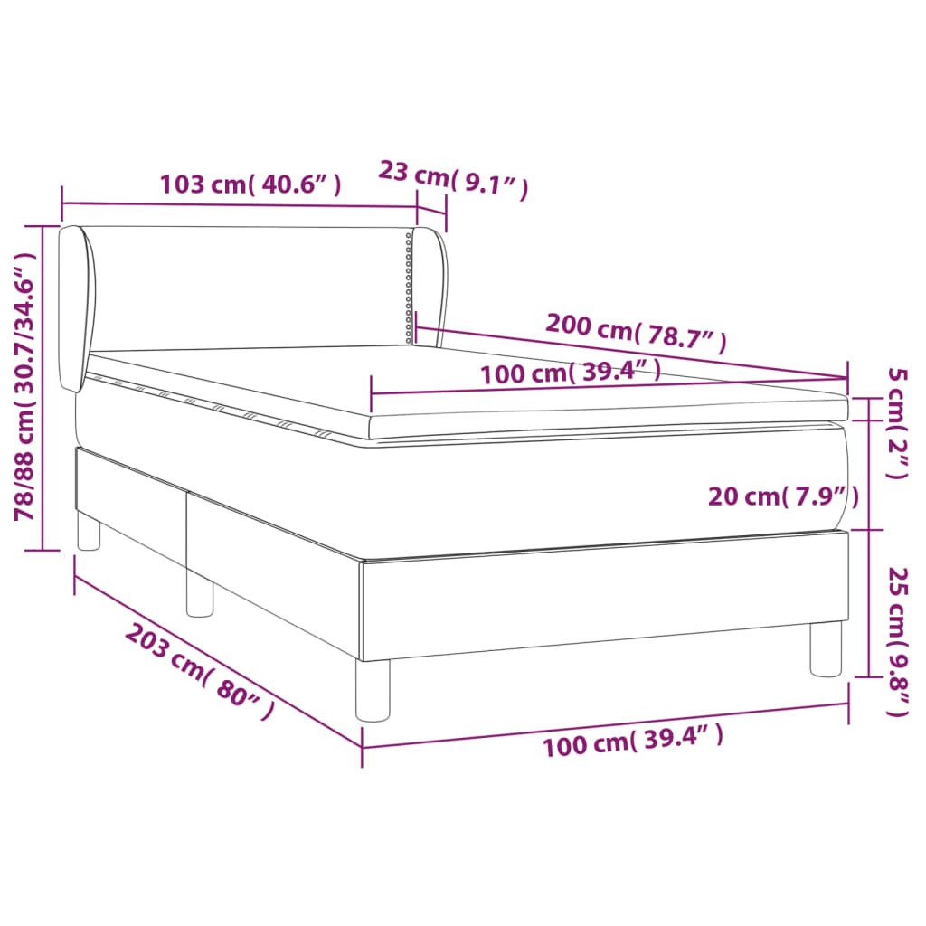 vidaXL Ramsäng med madrass rosa 100x200 cm sammet