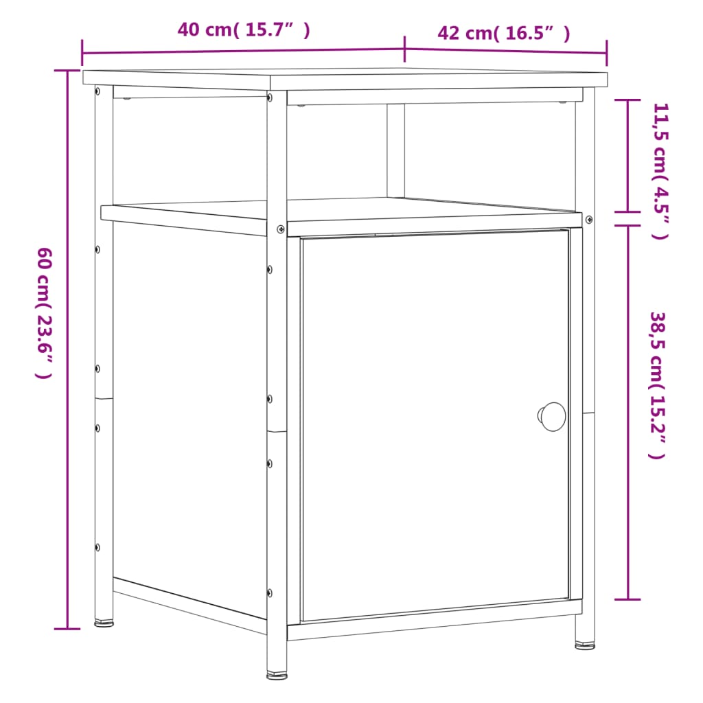 vidaXL Sängbord 2 st svart 40x42x60 cm konstruerat trä