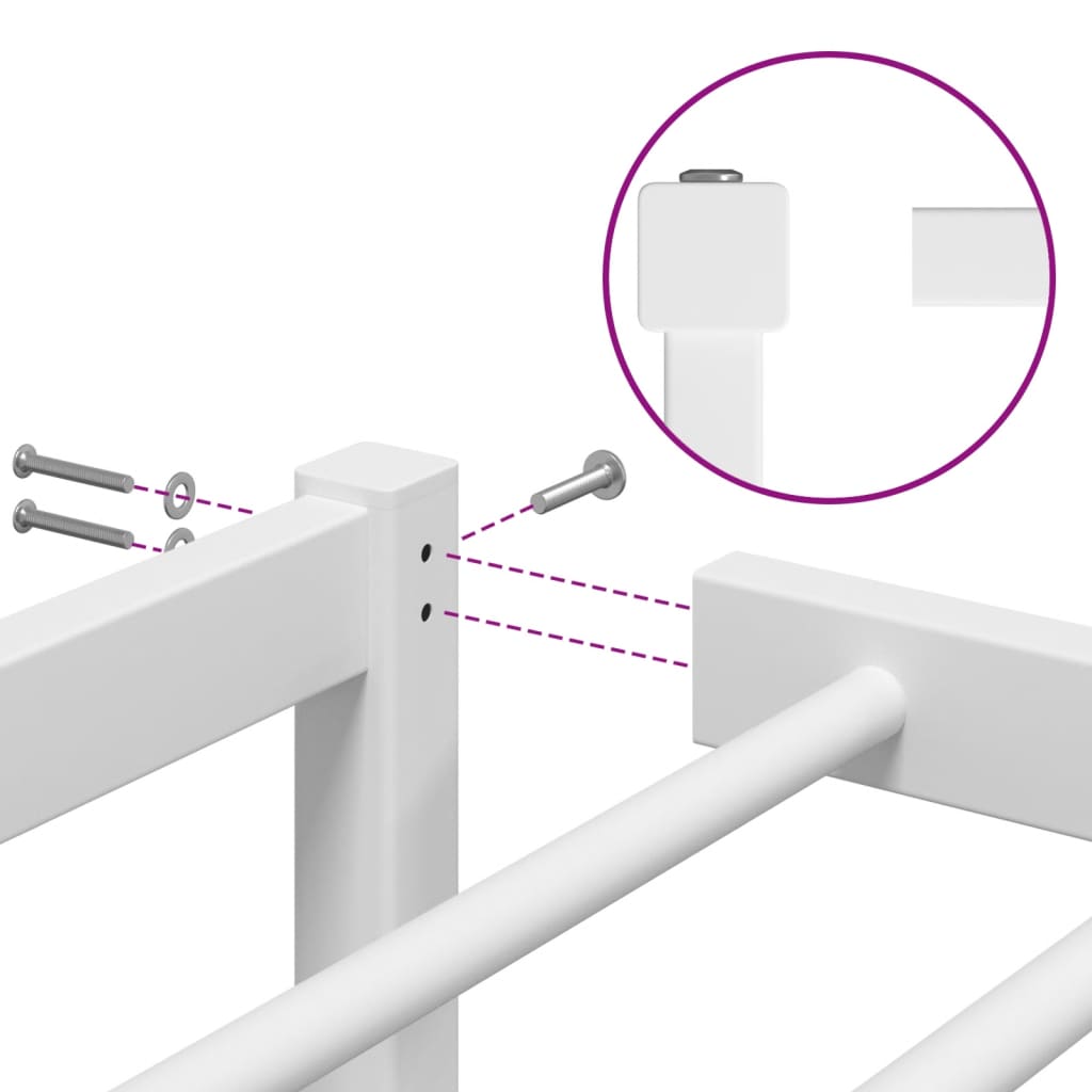 vidaXL Sängram metall vit 200x200 cm