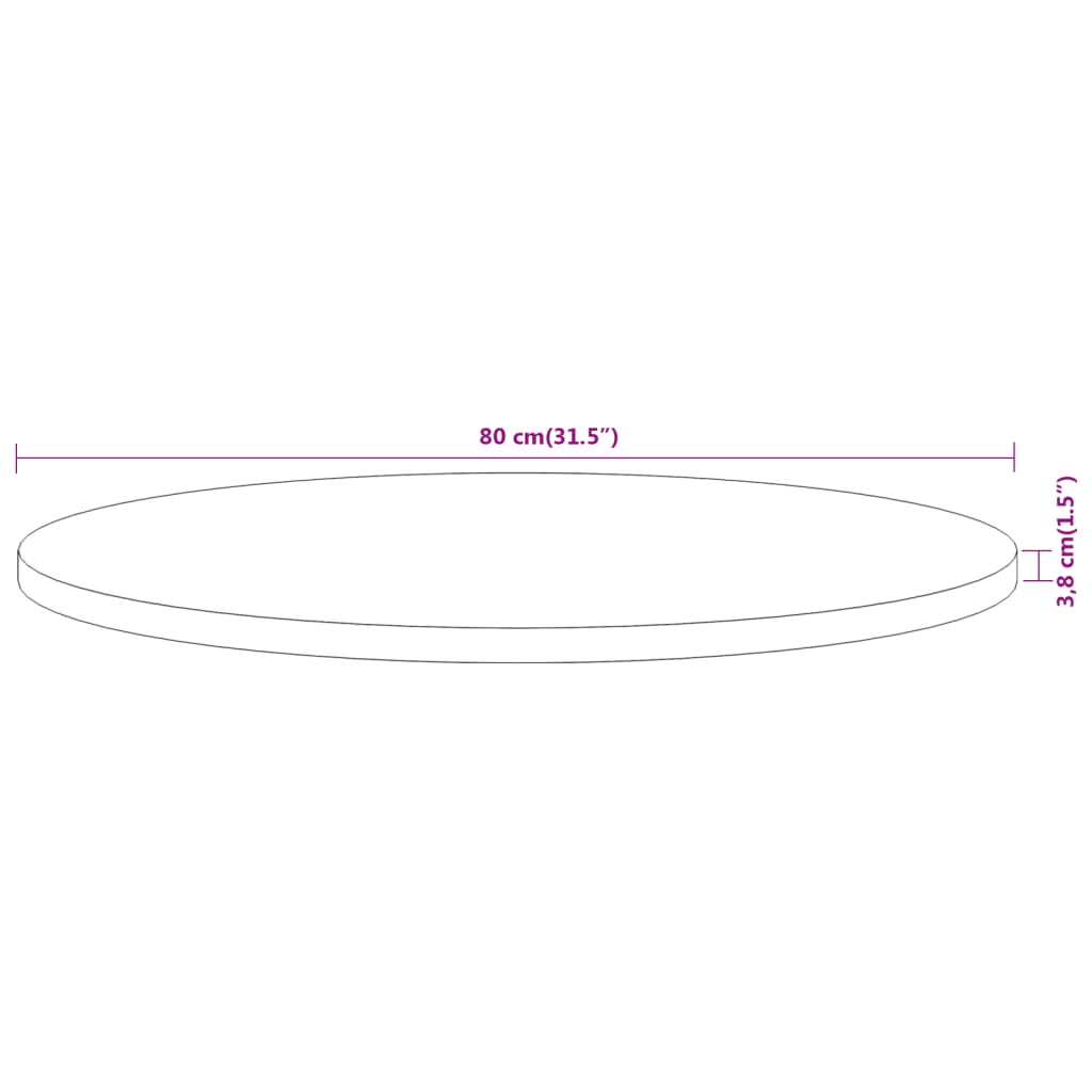 vidaXL Bordsskiva Ø80x3,8 cm rund massivt akaciaträ