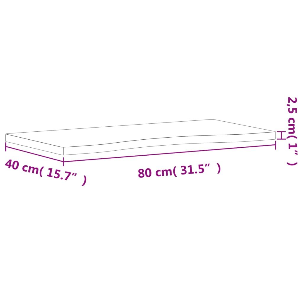 vidaXL Bordsskiva 80x(36-40)x2,5 cm massivt bokträ