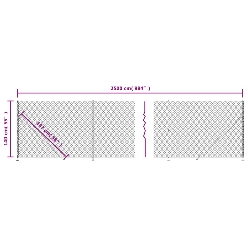 vidaXL Gunnebostängsel med stolpsko silver 1,4x25 m