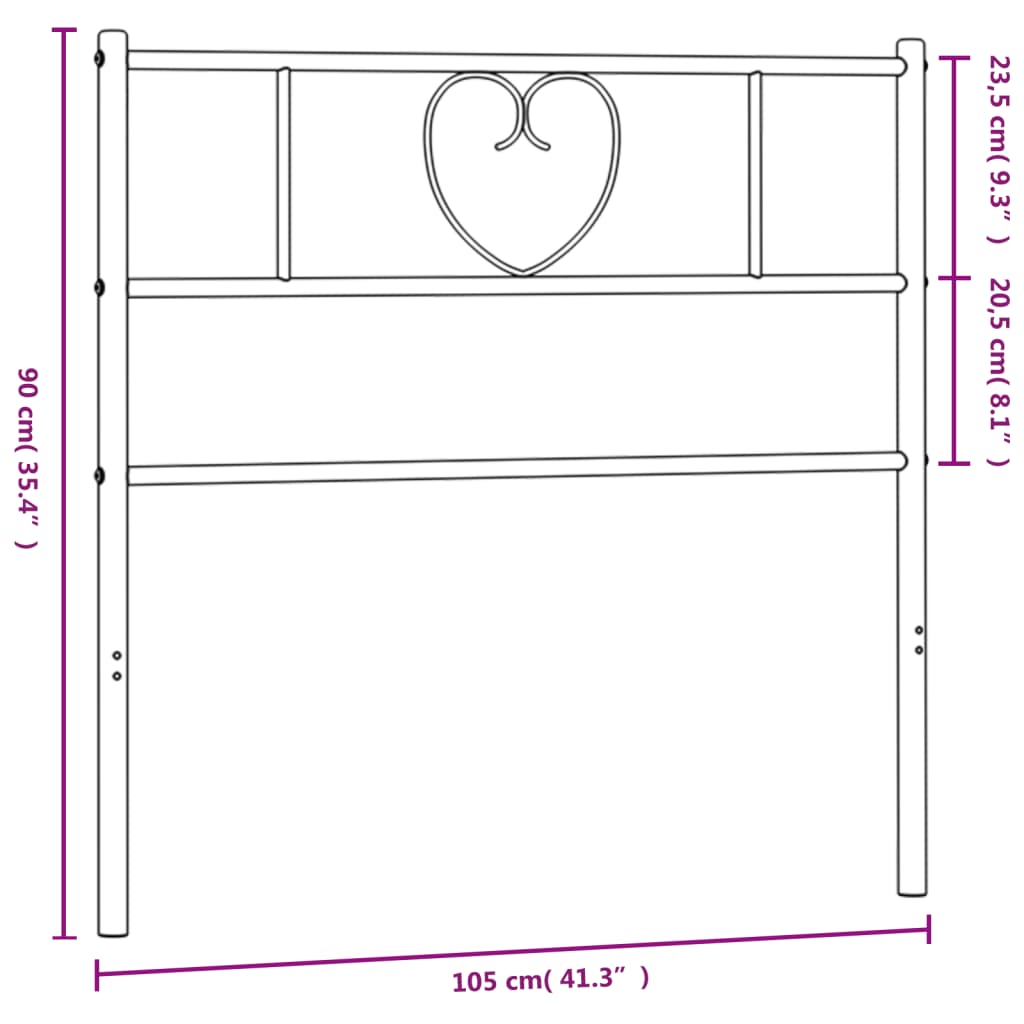 vidaXL Huvudgavel metall svart 100 cm