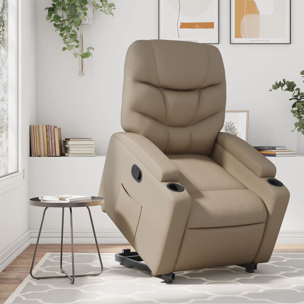 vidaXL Reclinerfåtölj med uppresningshjälp cappuccino konstläder