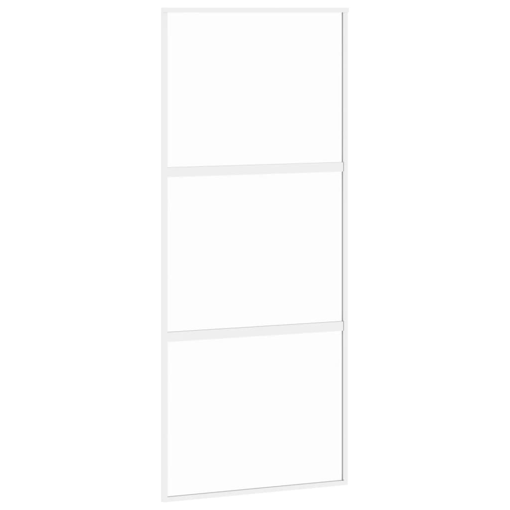 vidaXL Skjutdörr vit 90x205 cm härdat glas och aluminium