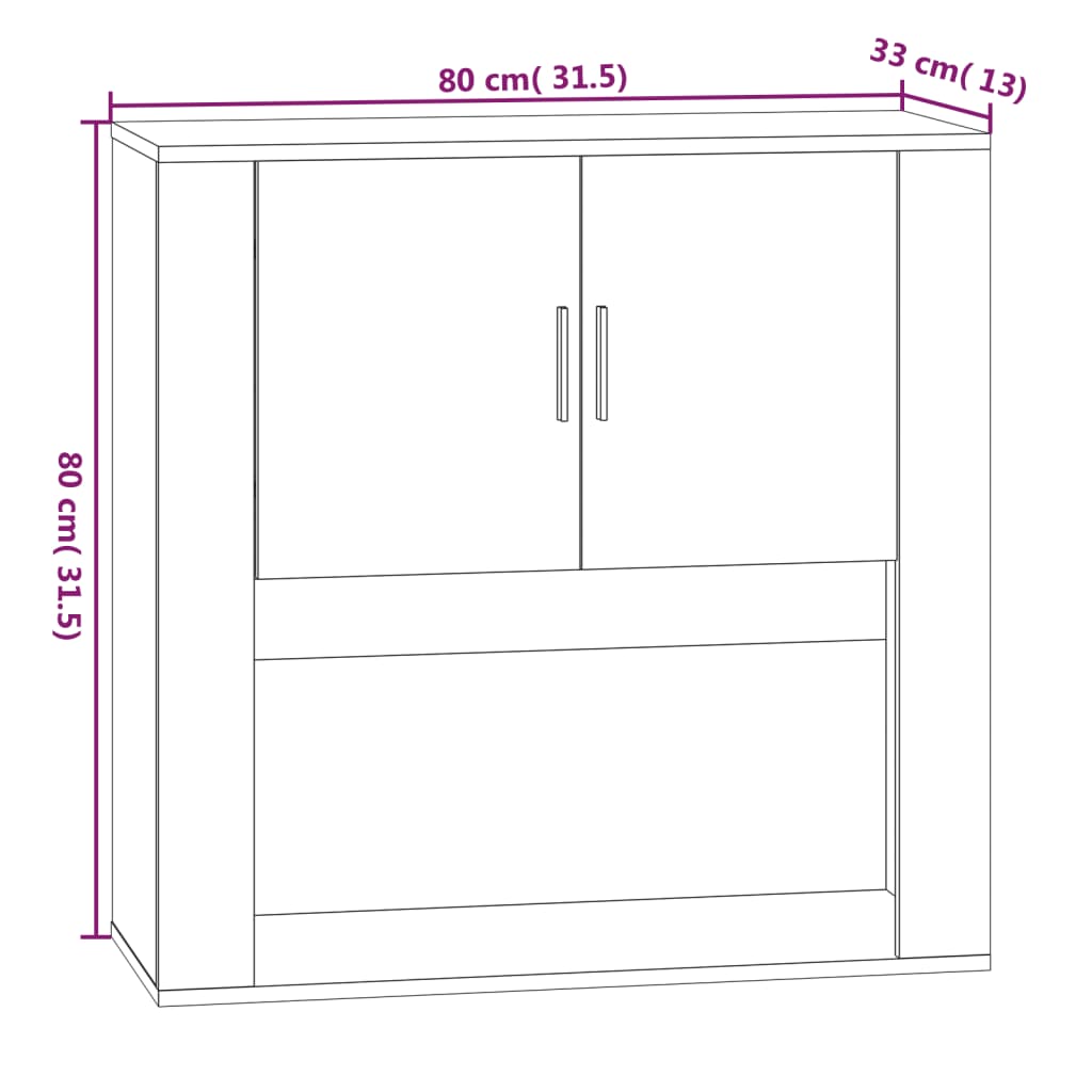 vidaXL Väggskåp vit 80x33x80 cm konstruerat trä