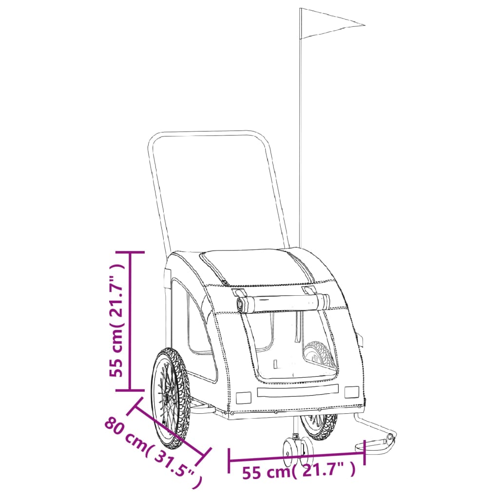 vidaXL Cykelvagn för djur orange och grå oxfordtyg och järn