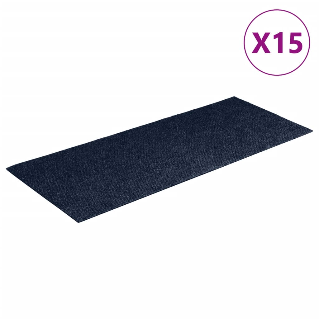 vidaXL Trappstegsmattor självhäftande 15 st 60x25 cm blå