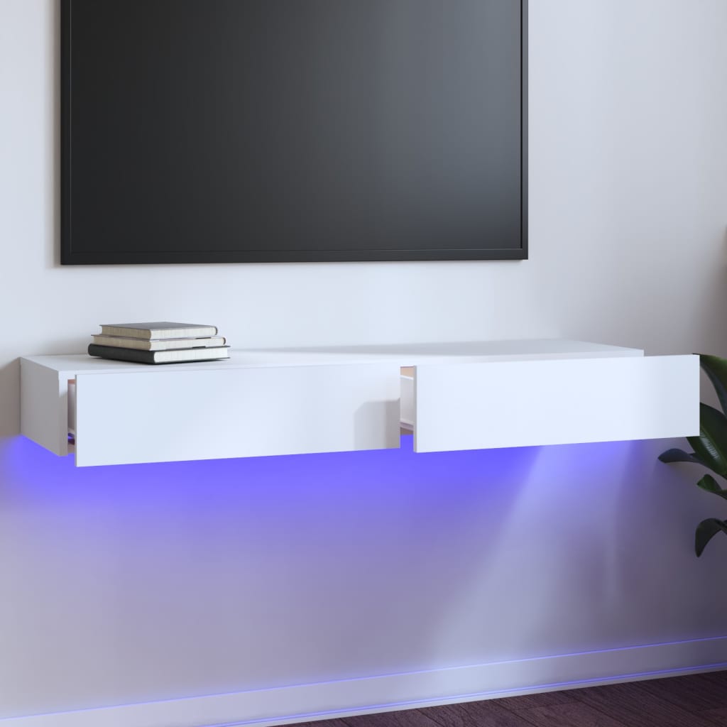 vidaXL Tv-bänk med LED-belysning vit 120x35x15,5 cm