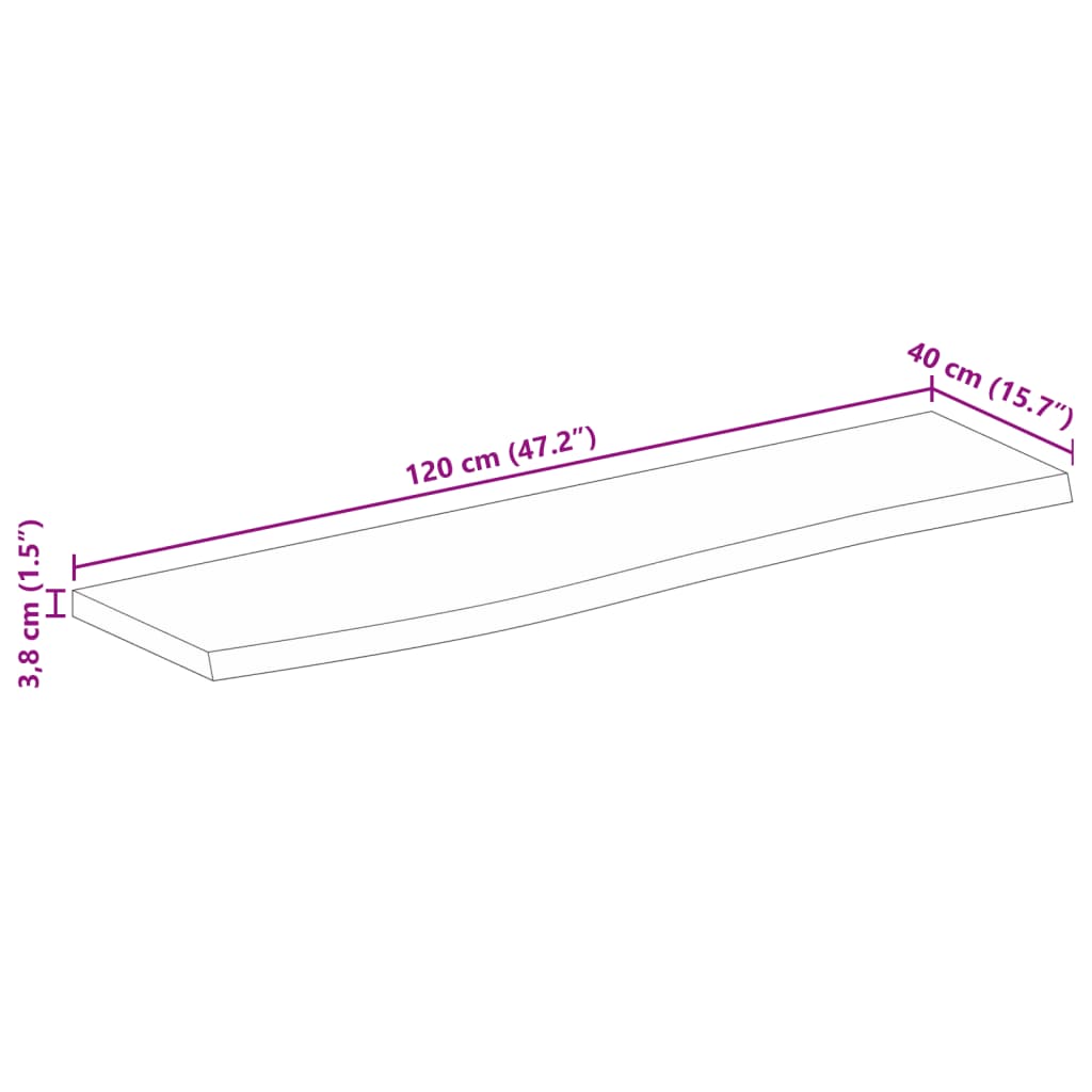 vidaXL Bordsskiva 120x40x3,8 cm levande kant massivt mangoträ