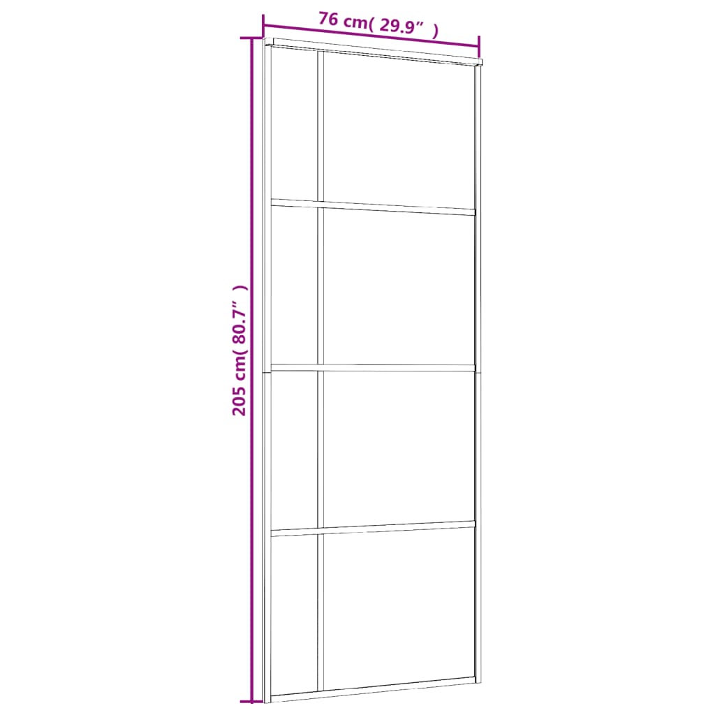 vidaXL Skjutdörr ESG-glas och aluminium 76x205 cm svart