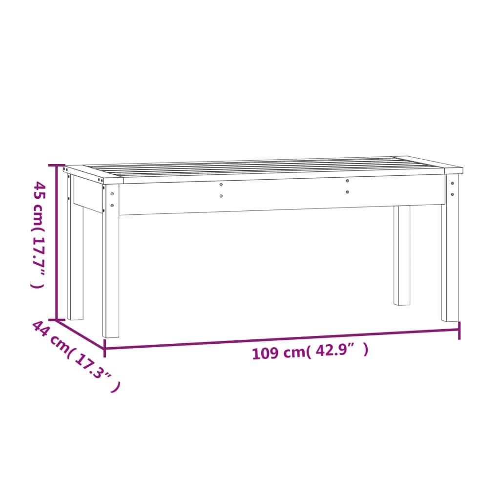 vidaXL Trädgårdsbänk 109x44x45 cm massiv furu