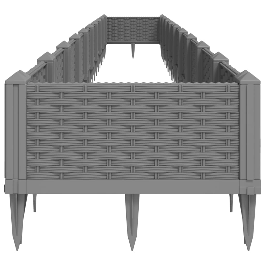 vidaXL Odlingslåda med piggar ljusgrå 362,5x42,5x28,5 cm PP