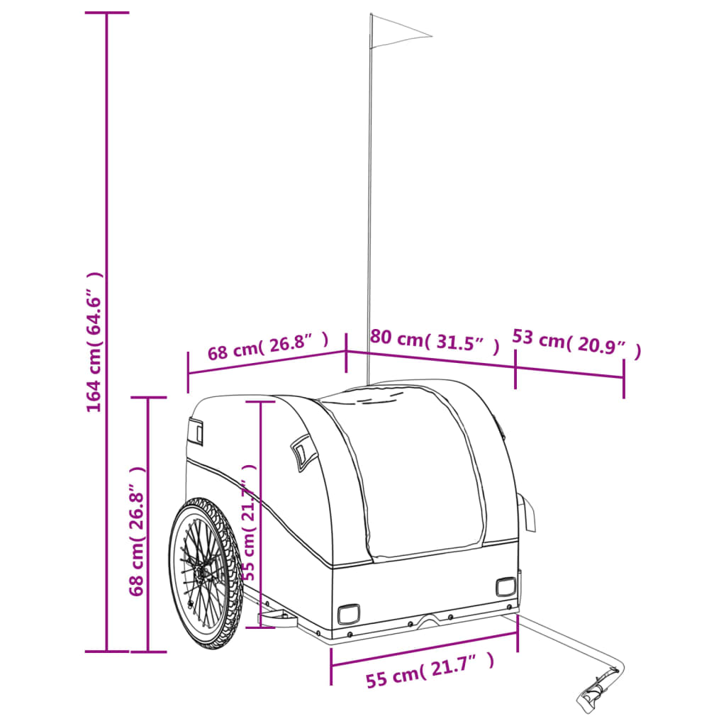 vidaXL Cykelvagn svart och grön 45 kg järn