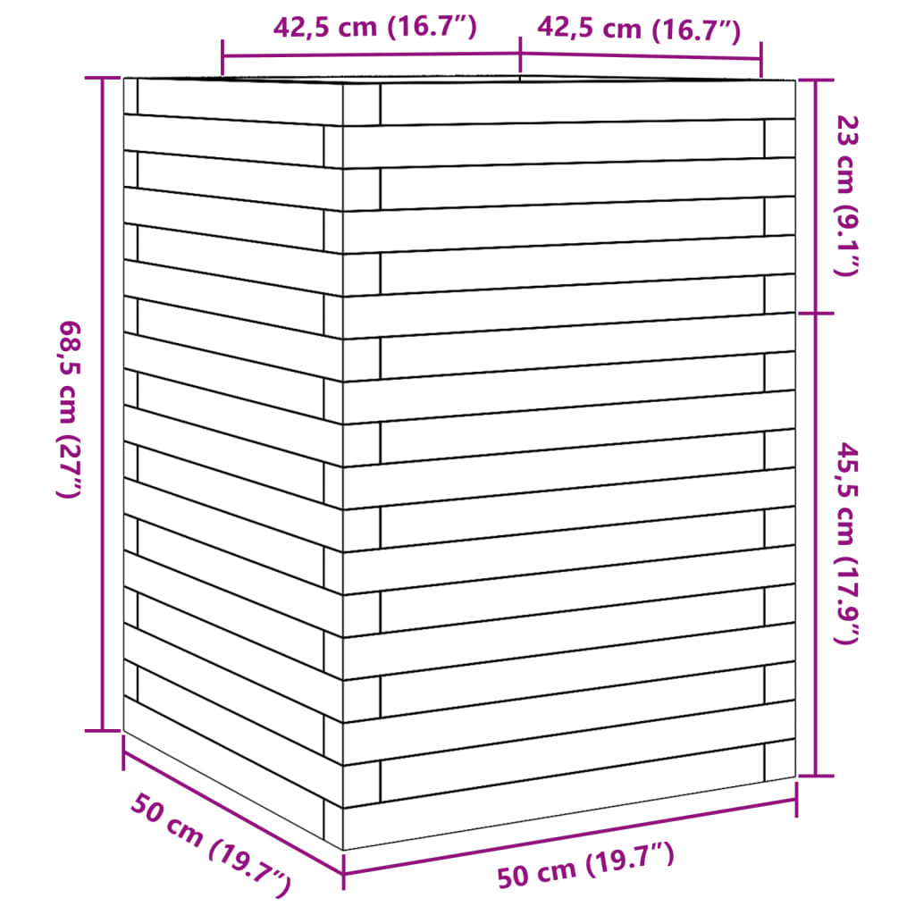 vidaXL Odlingslåda 50x50x68,5 cm impregnerat furu