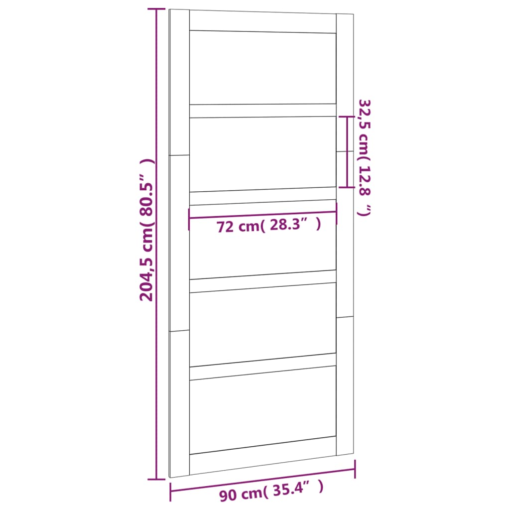 vidaXL Ladugårdsdörr 90x1,8x204,5 cm massiv furu