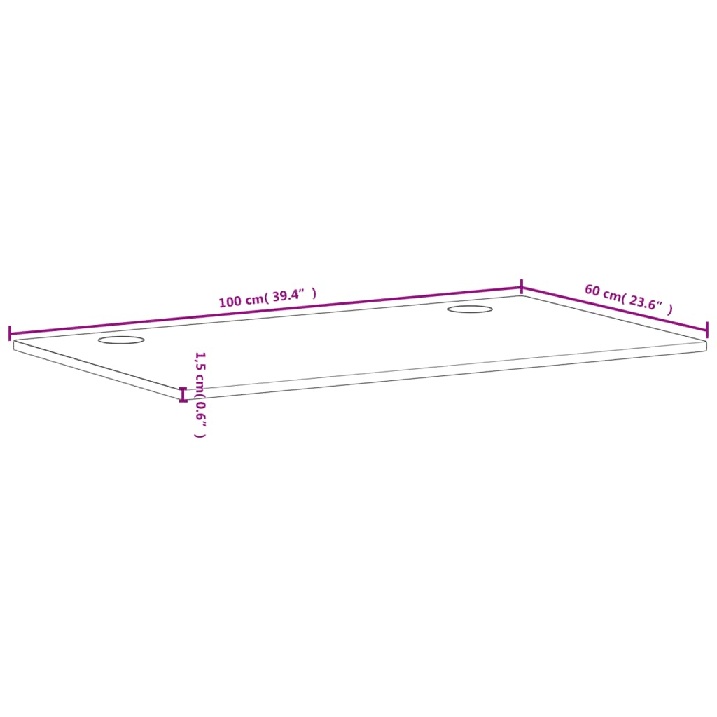 vidaXL Bordsskiva 100x60x1,5 cm massivt bokträ