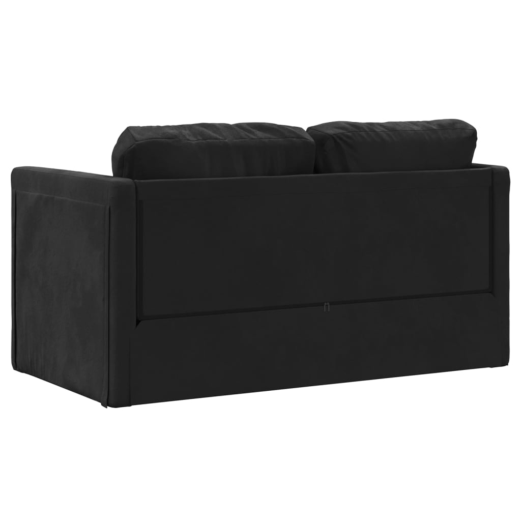 vidaXL Golvbäddsoffa 2-i-1 svart 122x204x55 cm sammet