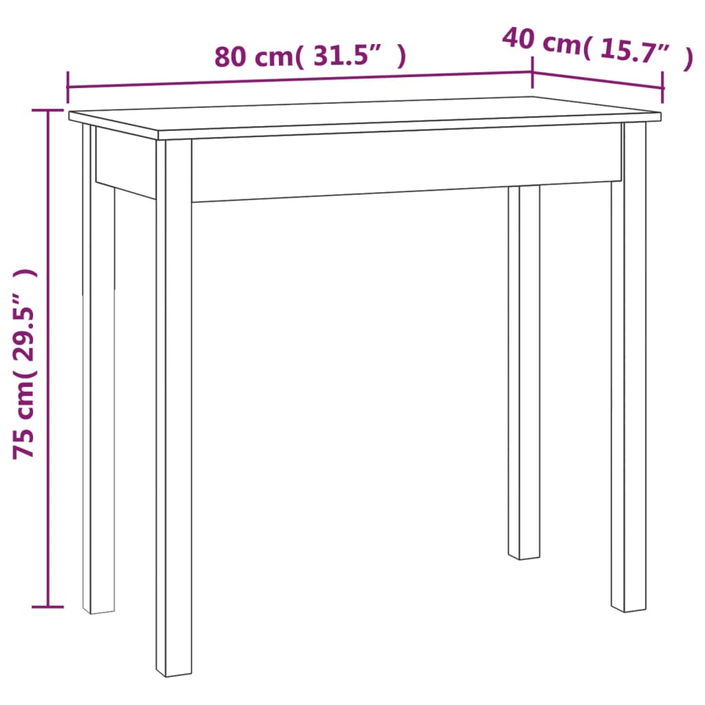 vidaXL Konsolbord vit 80x40x75 cm massiv furu