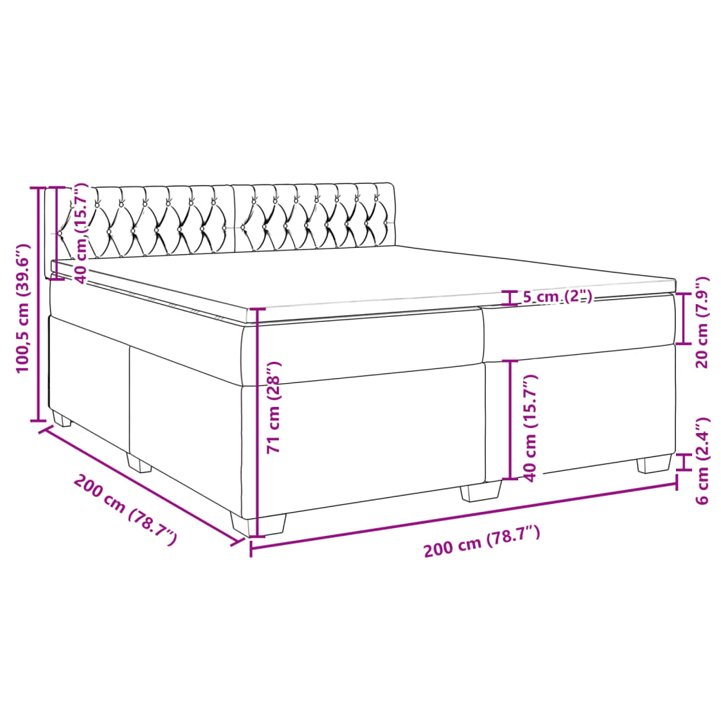 vidaXL Ramsäng med madrass rosa 200x200 cm sammet