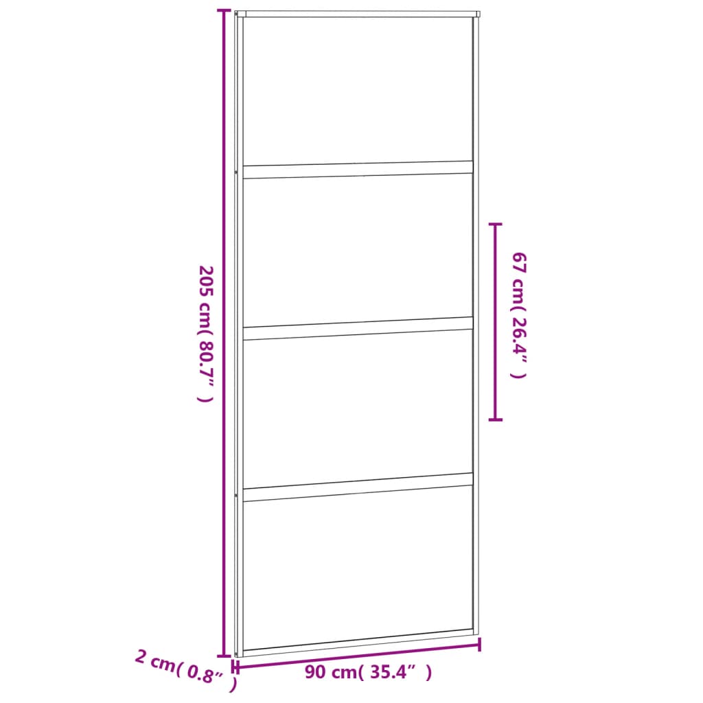 vidaXL Skjutdörr svart 90x205 cm härdat glas och aluminium