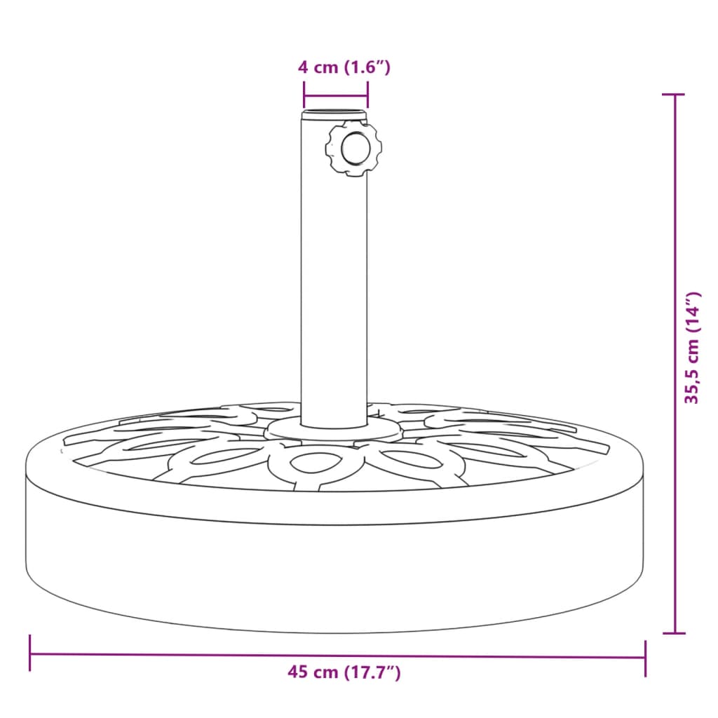 vidaXL Parasollfot för Ø38 / 48 mm stolpar 25 kg rund