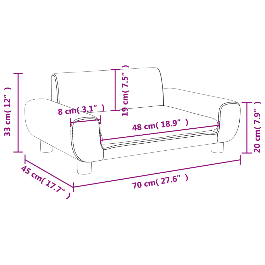 vidaXL Barnsoffa mörkgrå 70x45x33 cm sammet