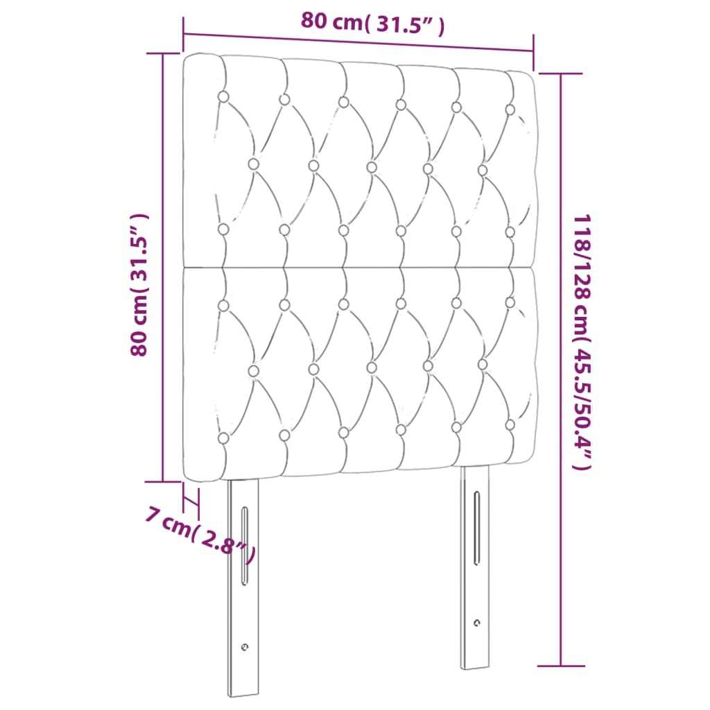 vidaXL Huvudgavlar 2 st svart 80x7x78/88 cm sammet