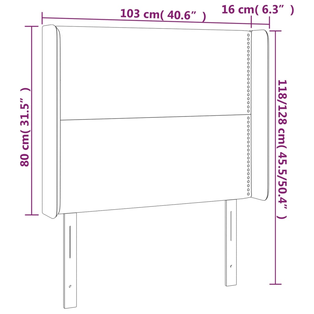 vidaXL Sänggavel med kanter mörkgrön 103x16x118/128 cm sammet