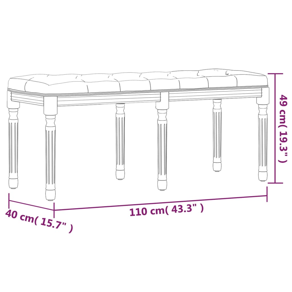 vidaXL Bänk ljusgrå 110x40x49 cm sammet