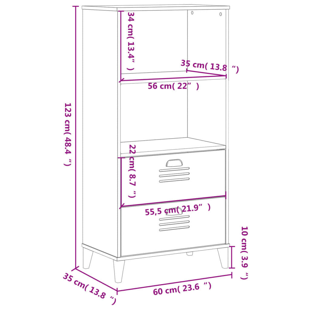 vidaXL Bokhylla VIKEN svart 60x35x123 cm konstruerat trä