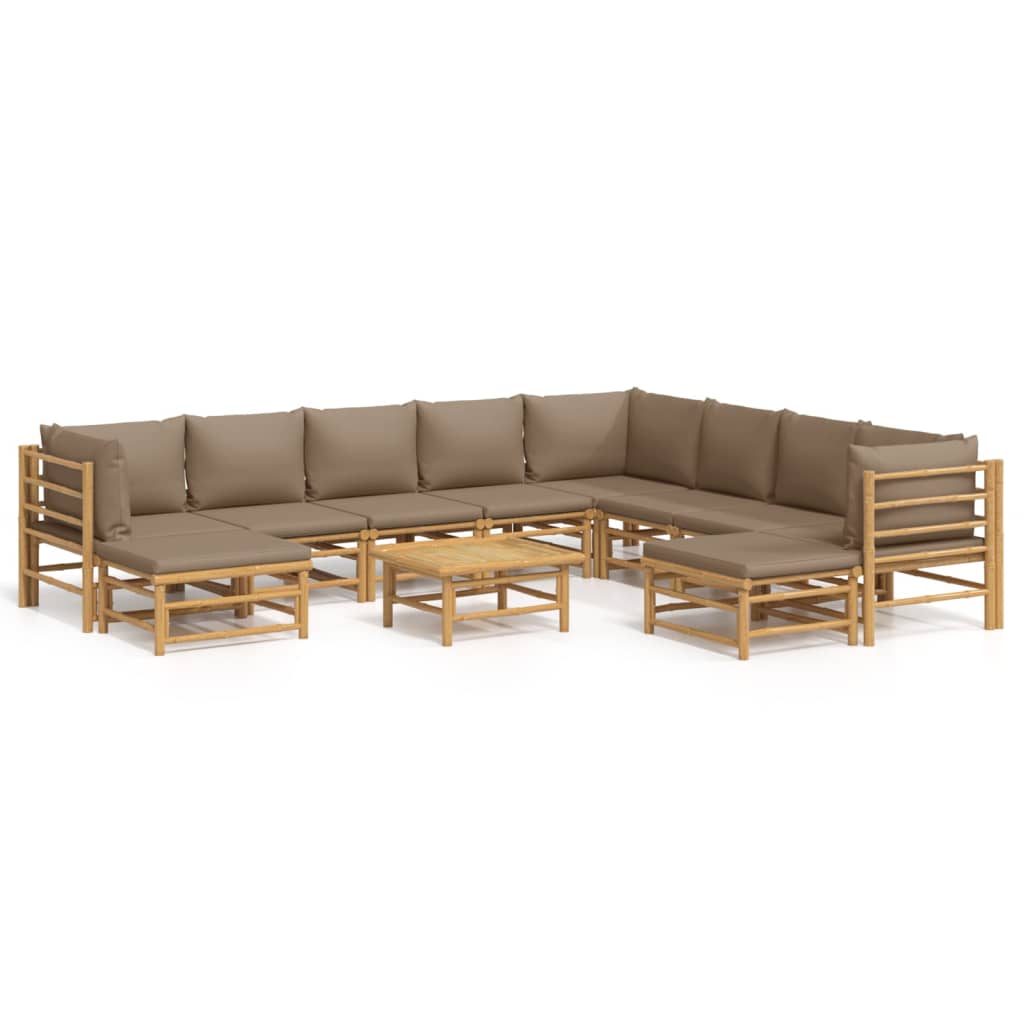 vidaXL Loungegrupp 11 delar taupe dynor bambu