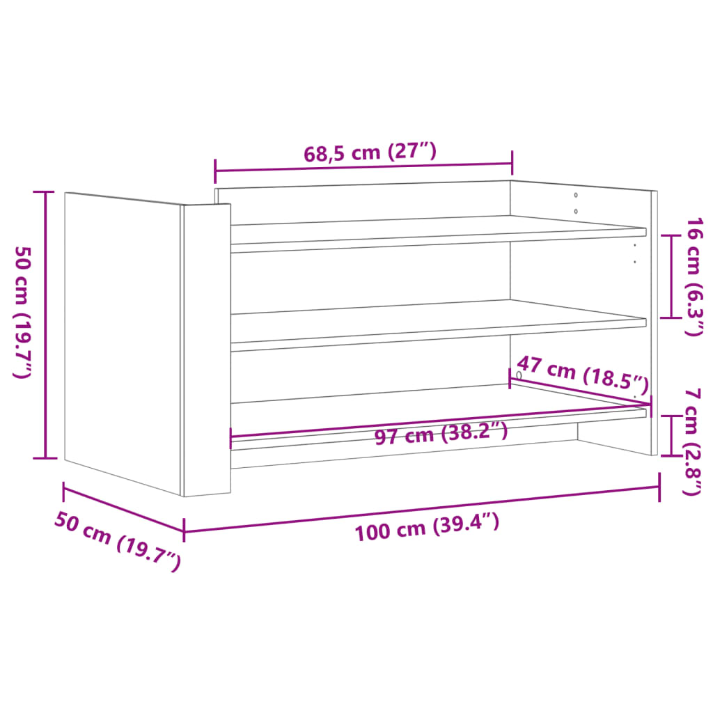 vidaXL Soffbord betonggrå 100x50x50 cm konstruerat trä