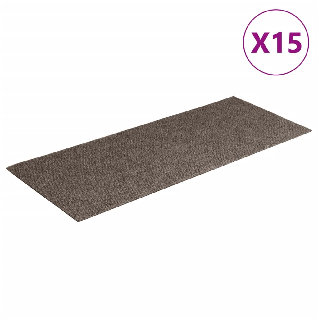 vidaXL Trappstegsmattor självhäftande 15 st 60x25 cm gräddvit