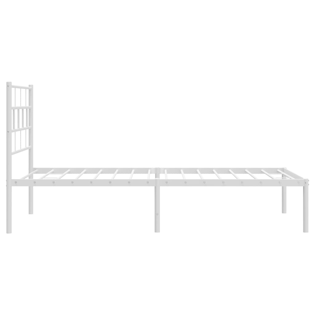 vidaXL Sängram med huvudgavel metall vit 107x203 cm