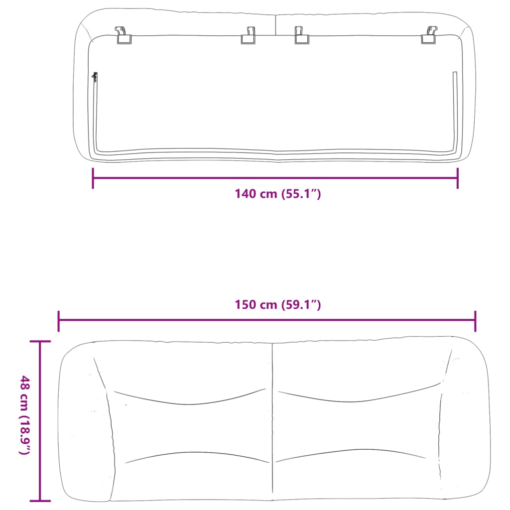 vidaXL Dyna till huvudgavel gräddvit 140 cm tyg