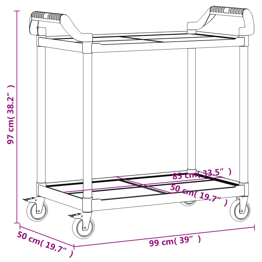 vidaXL Rullvagn 2 nivåer svart 99x50x97 cm aluminium