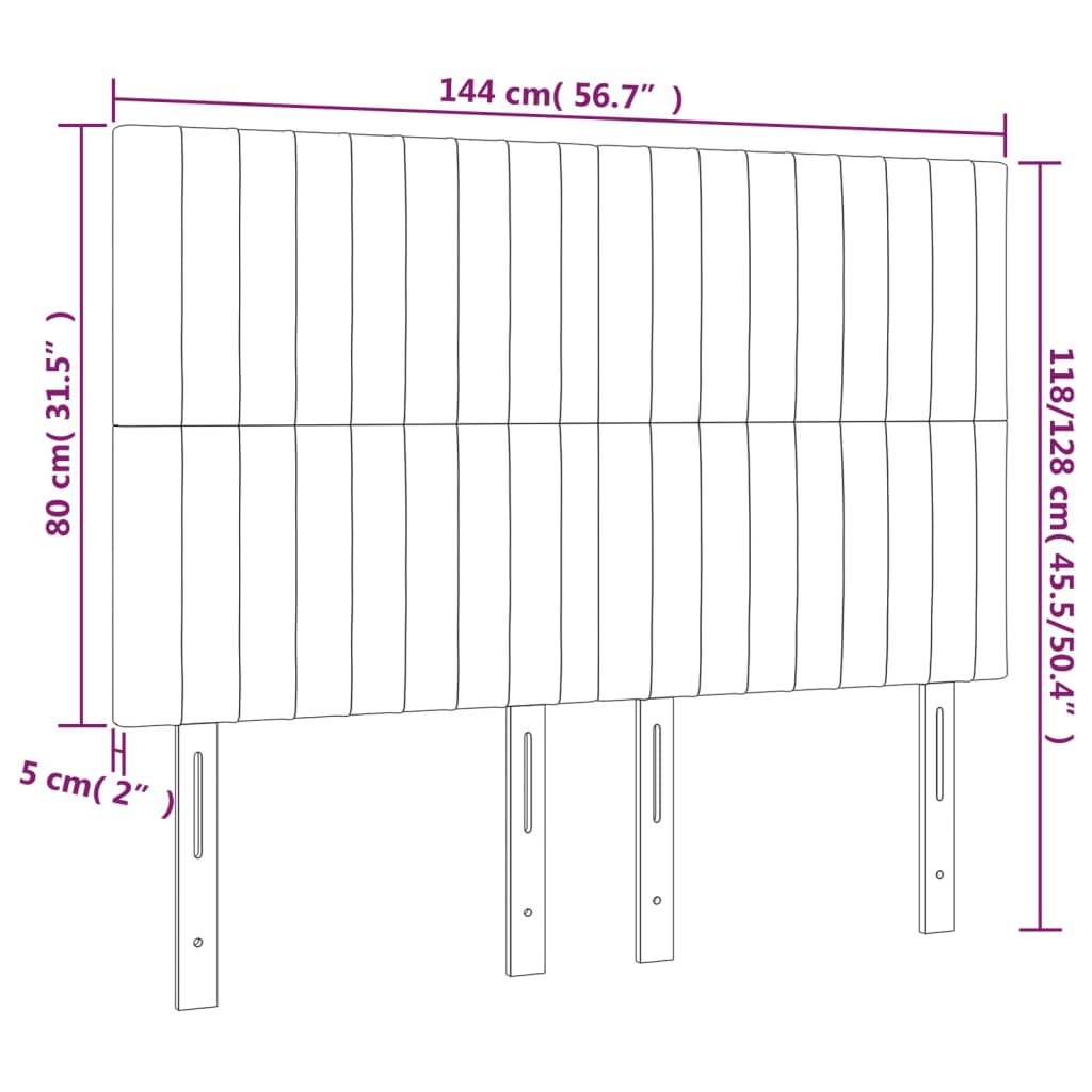 vidaXL Sänggavel LED svart 144x5x118/128 cm sammet