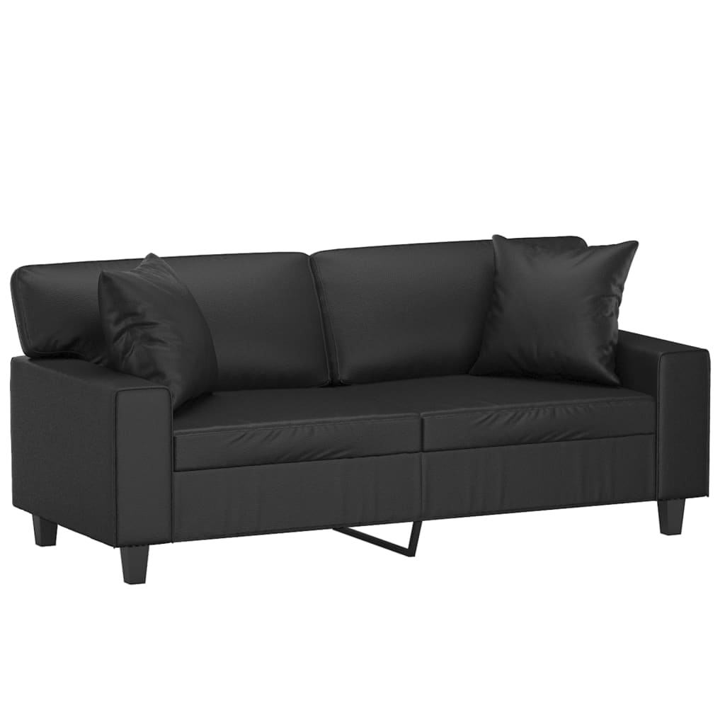 vidaXL 2-sits soffa med prydnadskuddar svart 140 cm konstläder