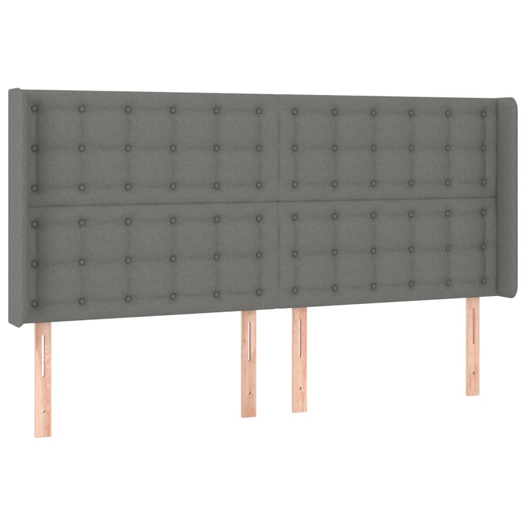 vidaXL Sänggavel LED mörkgrå 183x16x118/128 cm tyg