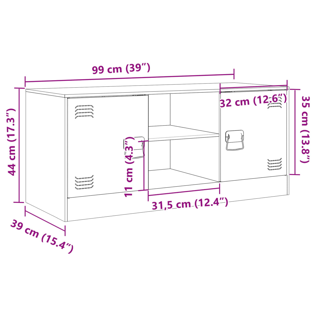 vidaXL TV-skåp antracit 99x39x44 cm stål