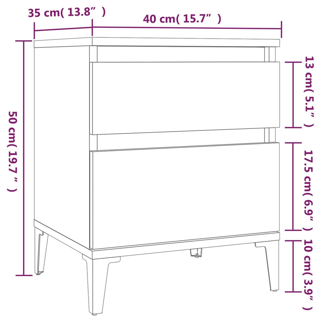 vidaXL Sängbord 2 st sonoma-ek 40x35x50 cm