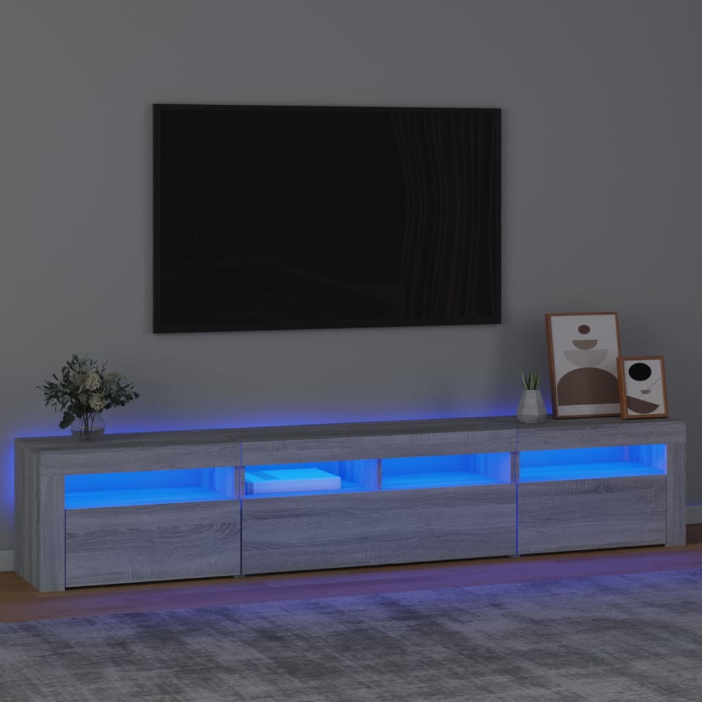 vidaXL TV-bänk med LED-belysning grå sonoma 210x35x40 cm