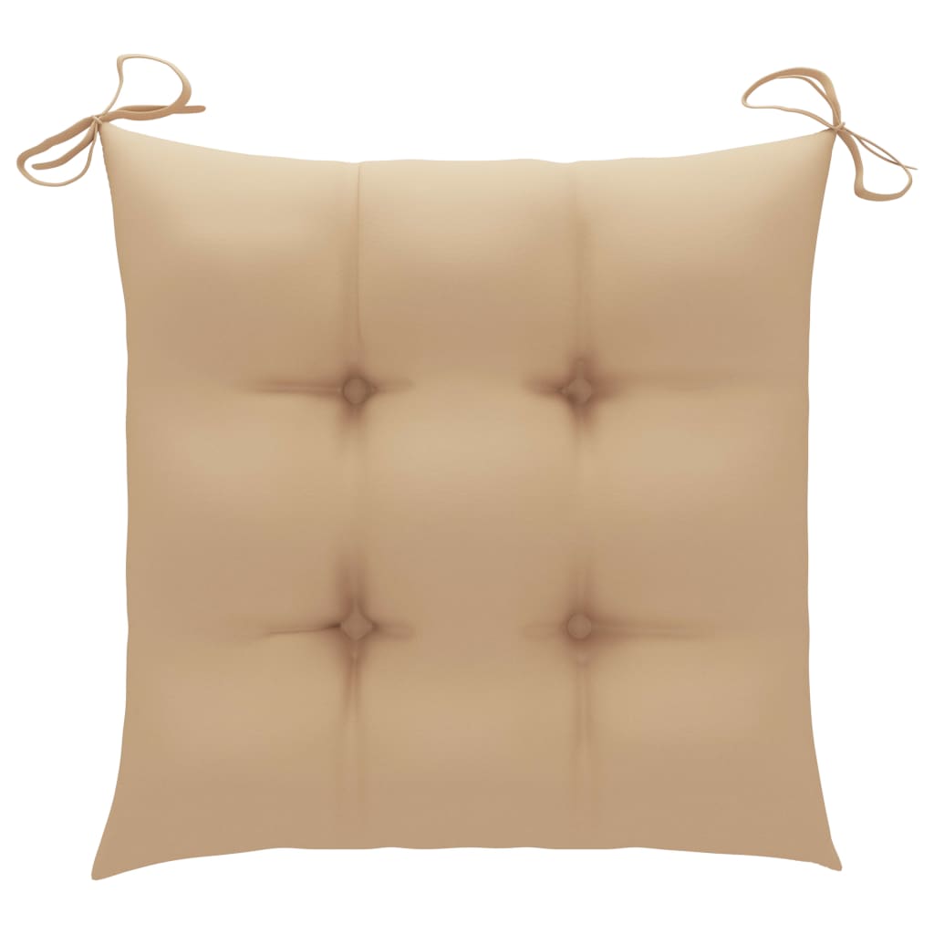 vidaXL Gungstol med beige dyna massiv teak